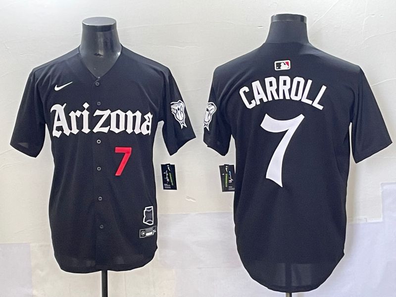 Men 2025 Arizona Diamondback #7 Carroll Black Five generations Joint Name Nike MLB Jersey style 4
